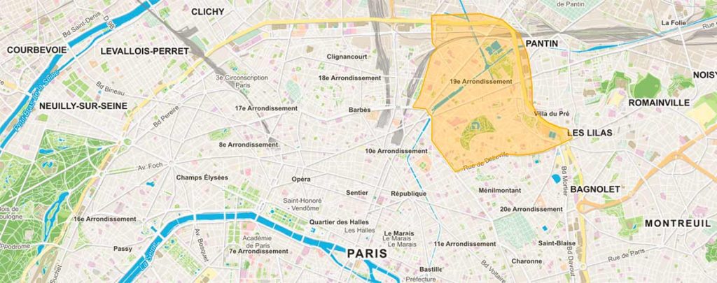 Plan Paris 19e arrondissement Homeleo