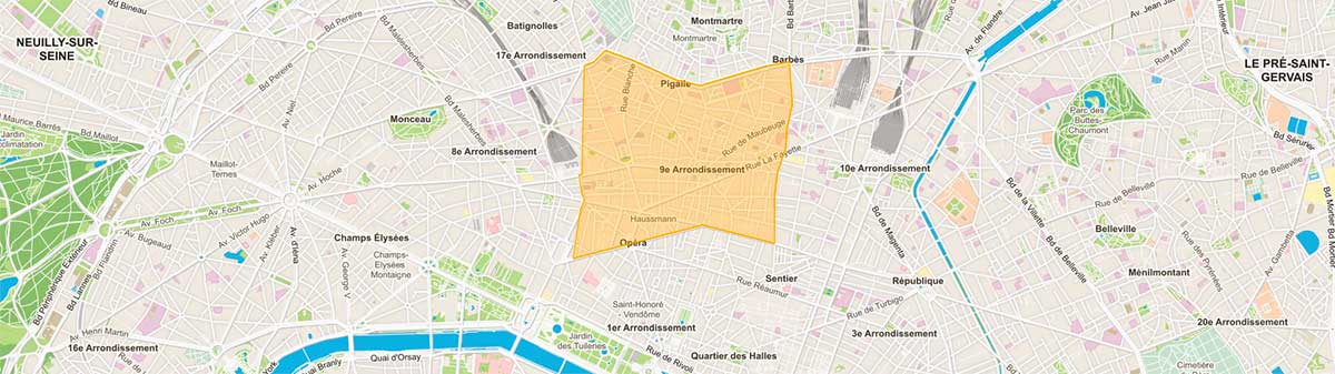 Plan du 9e arrondissement de Paris