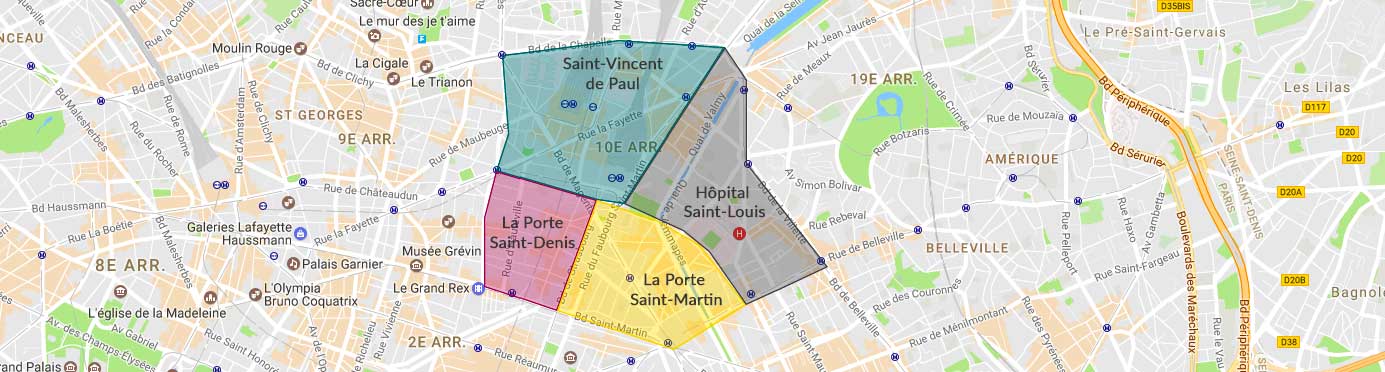 Plan des quartiers du 10e arrondissement