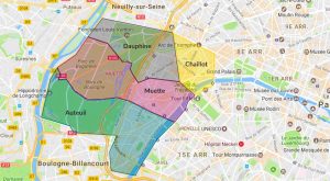 Plan des quartiers du 16e arrondissement de Paris